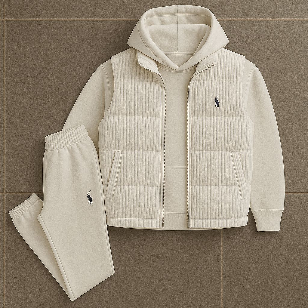 Ensemble PRL™ – Sweat à Capuche, Gilet Matelassé & Pantalon