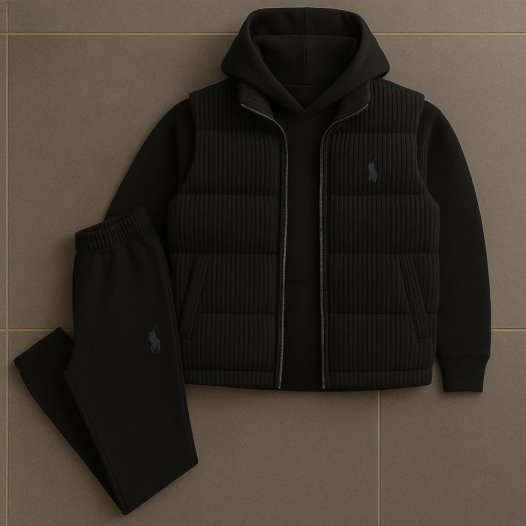 Ensemble PRL™ – Sweat à Capuche, Gilet Matelassé & Pantalon