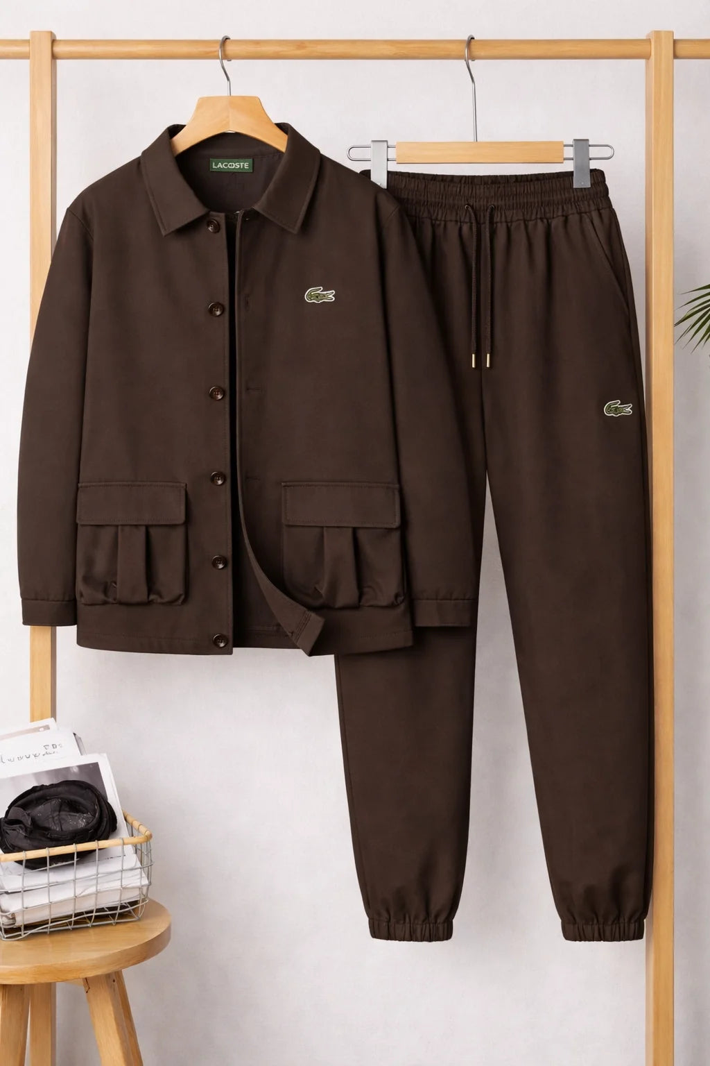 Conjunto de chaqueta abotonada y pantalón - estilo urbano y elegancia desenfadada.